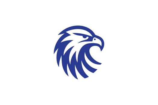 An eagle head logo with a blue background vector