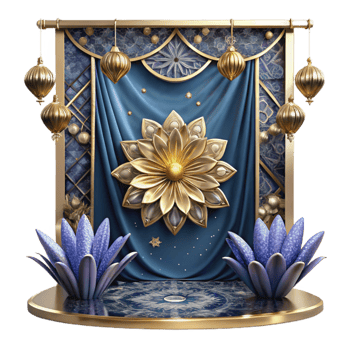 serene contemporary Tapestry Backdrop with Floral Pattern Transparent Background detailed png