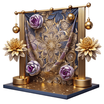 magnificent contemporary Tapestry Backdrop with Floral Pattern Transparent Background professional png