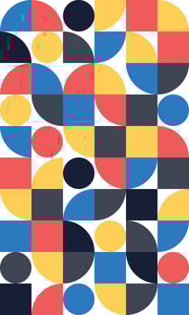 Bauhaus style colourful pattern background, simple geometric abstract design vector