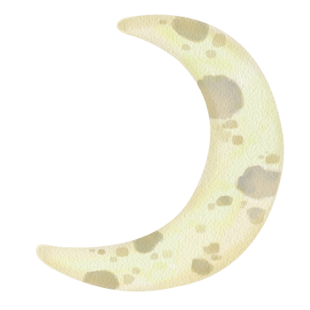 Watercolor illustration of the moon. Drawing in a children's style for printing postcards, stickers, dishes, T-shirts. Yellow and beige pastel colors for the design of children's products. png