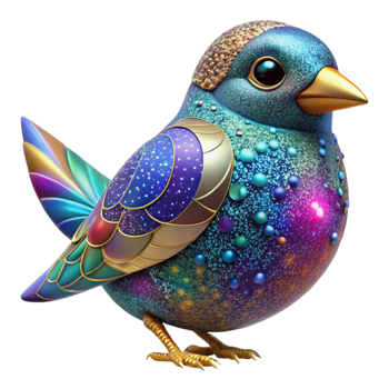 stunning minimalist Vibrant Mosaic Bird with Transparent Background high quality png