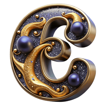 vibrant traditional Victorian Ornate Letter E Isolated png