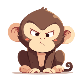 A grumpy brown cartoon monkey with an angry expression png