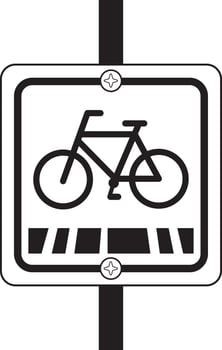 A black and white sign with a bicycle on it vector