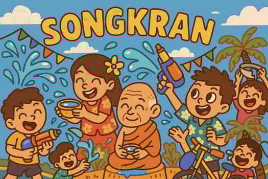 Happy Songkran water festival celebration illustration vector