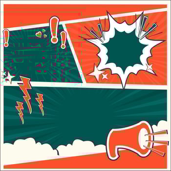 comic book style background with speech bubbles and lightning vector