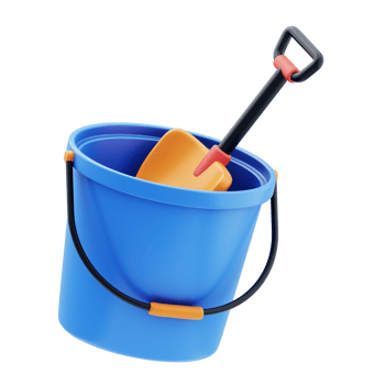 Toy Bucket and Shovel 3D Icon png
