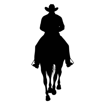 Silhouette of a cowboy riding a horse isolated on transparent background png
