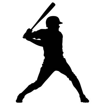 Silhouette of a baseball player in batting stance isolated on transparent background png