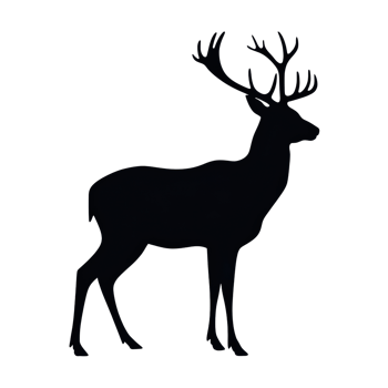 Silhouette of a majestic deer with large antlers isolated on transparent background png