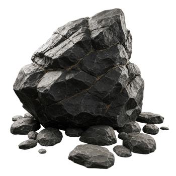 Rocks covered in moss with a snake and ants png