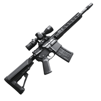 black rifle with scope for precision targeting isolated on transparent background png