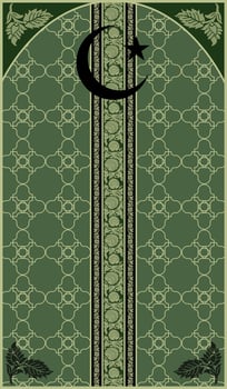 green Muslim mat with the moon and the star vector