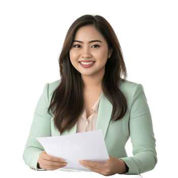 Manager showing a document with positivity png