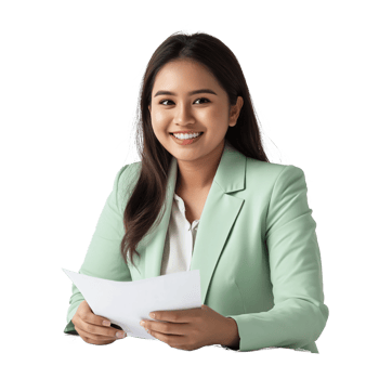 Friendly office woman presenting a document png