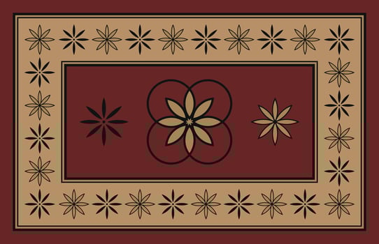 ethnic ornament art custom made motif batik floral fabric carpet print pattern wallpaper red background vector