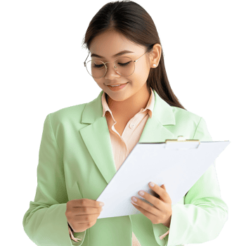 Businesswoman showing a presentation sheet png