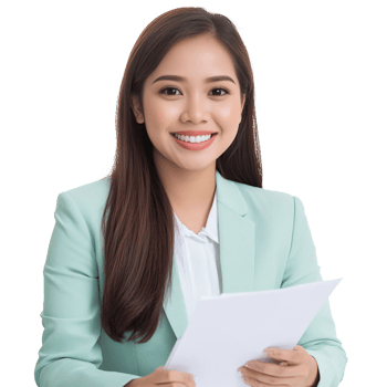 business woman holding a piece of paper and smiling png