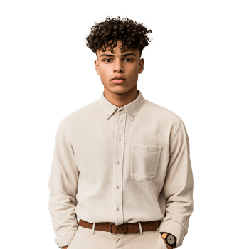 Fashionable man wearing light white shirt and khakis png