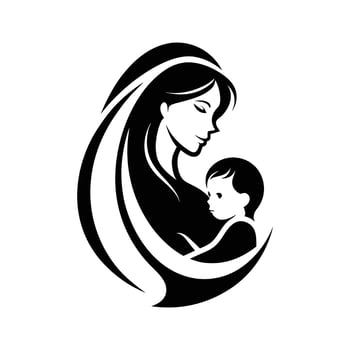 mother and baby silhouette design vector