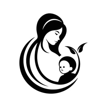 mother and baby silhouette art vector