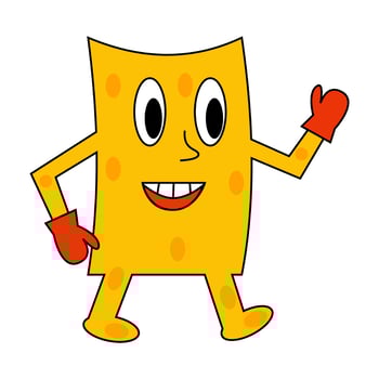 A cartoon character of a cheese with arms and legs vector