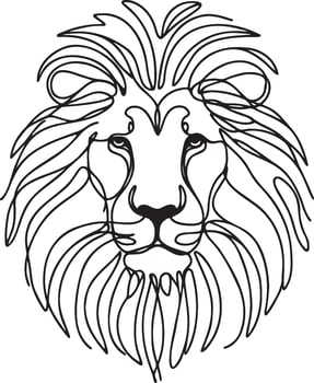 Lion Front Head Line Art. vector