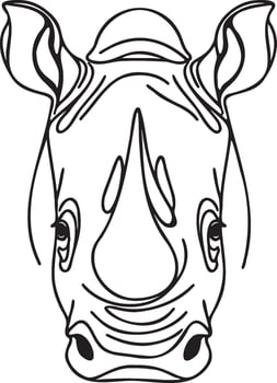Rhino Head Line Art. vector