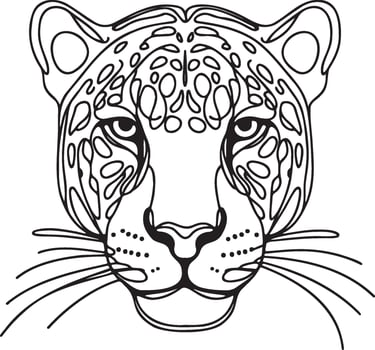 Jaguar Head Line Art. vector
