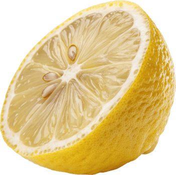 A juicy ripe lemon slice showcasing the bright yellow color tangy scent and textured skin of the citrus fruit png