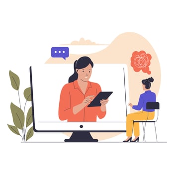 Online Mental Health Consultation Illustration vector