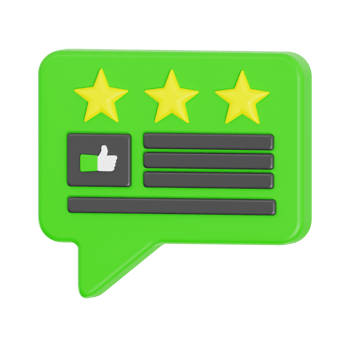 3D Customer Review with 3 Stars and Thumbs Up png