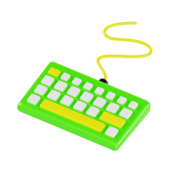 3D Digital Keyboard Design in Green and Yellow png