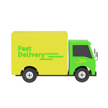 Fast Delivery Icon on Green and Yellow Delivery Van png