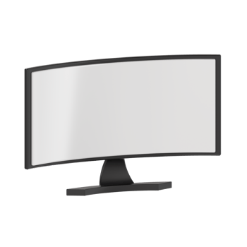3D Curved Monitor Design with Black Stand png