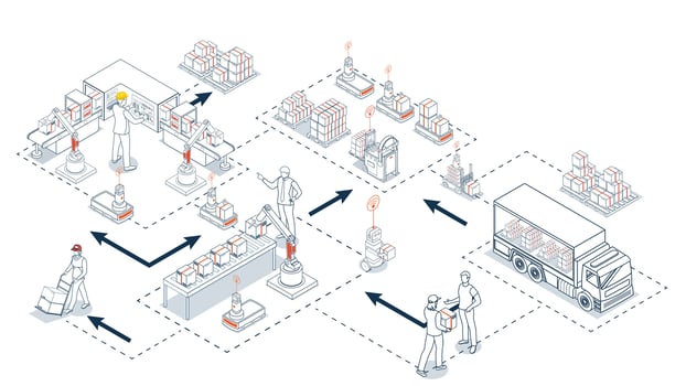 Smart warehouse automation integrates robotic systems and AGV vector