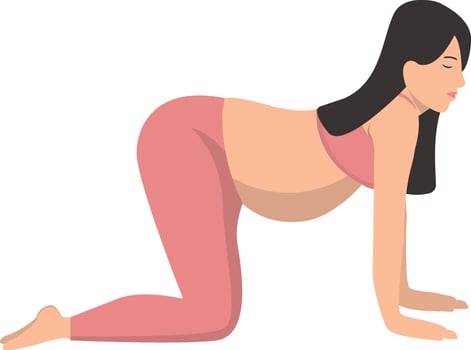 Pregnant Woman Character Yoga Pose in Flat Design vector