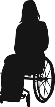 People Sick in Wheelchair Silhouette in Cartoon Design vector