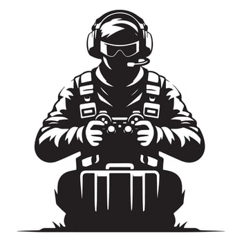 Gamer Silhouette Illustration Holding Controller with Case vector