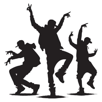 Hip Hop Dancers Silhouette Illustration for Dance and Music Projects vector