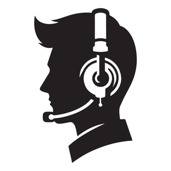 Gamer Silhouette Illustration Headset Microphone Profile Design Template vector
