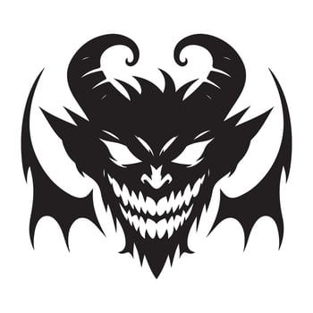 Silhouette Illustration of a Menacing Devil or Demon Face vector