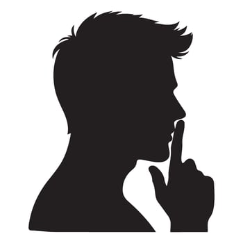 Silhouette of a Man Asking for Silence Symbolizing Discretion and Secrecy vector