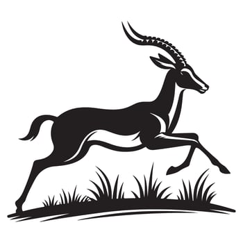 Elegant Impala Silhouette Illustration Graceful Running Antelope Design vector