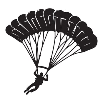 Silhouette Parachuting Illustration for Skydiving Adventures Design vector