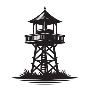 Wooden Tower Silhouette Illustration for Architectural Designs vector