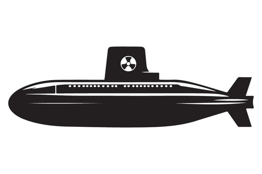 Silhouette of nuclear submarine underwater naval vessel illustration vector