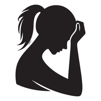 Silhouette Illustration of a Sad Woman Graphic vector