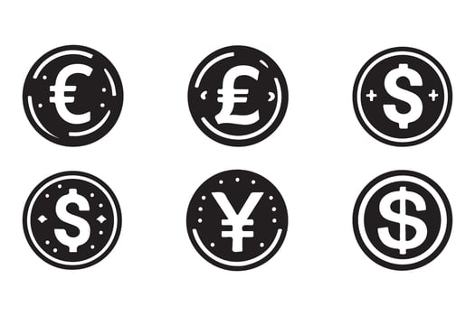 Currency Coins Icons Finance Business and International Money Exchange vector